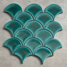 Marin Gloss Reef Green Fish Scale Porcelain Mosaic Tile