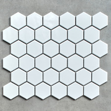 Remi 325 x 281mm Gloss White Hexagon Porcelain Mosaic Tile