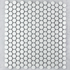 Ainsley 315 x 294mm Gloss White Penny Round Porcelain Mosaic Tile