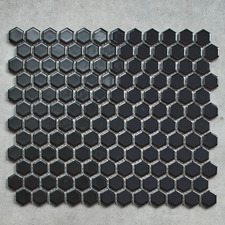 Remi 260 x 300mm Gloss Black Hexagon Porcelain Mosaic Tile