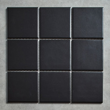 Sasha Matt Black Large Square Porcelain Mosaic Tile