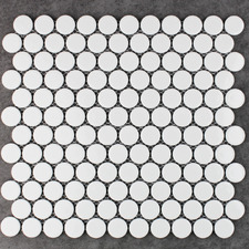 Ainsley 314 x 328mm Matt White Penny Round Porcelain Mosaic Tile