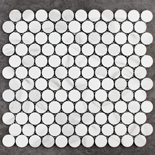 Ainsley 314 x 328mm Matt White Carrara Look Porcelain Mosaic Tile