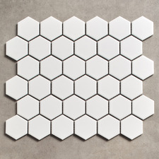 Remi 325 x 281mm Matt White Hexagon Porcelain Mosaic Tile