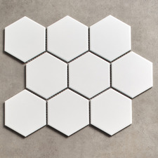 Remi 256 x 296mm Matt White Hexagon Porcelain Mosaic Tile