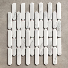 Avery Matt White Carrara Look Porcelain Mosaic Tile