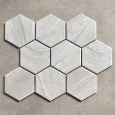 Remi 256 x 296mm Matt Grey Marble Look Porcelain Mosaic Tile
