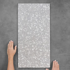 Hudson 300 x 600mm Grey Terrazzo Look Porcelain Tile