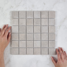 Nadia Tumbled Grey Small Square Mosaic Tile