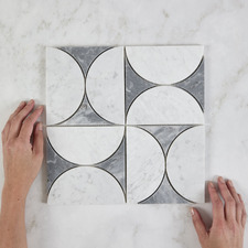 Laila White & Carrara Grey Marble Mosaic Tile