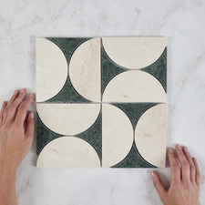 Laila Cream & Green Marble Mosaic Tile