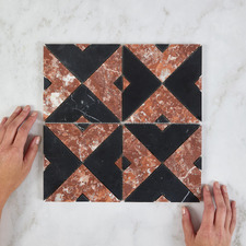 Samira Tuscan Red & Black Marble Mosaic Tile