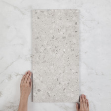 Hadfair 298 x 600mm Silver Terrazzo Look Porcelain Tile