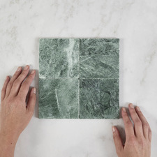 Isha 100 x 100mm Tumbled Green Marble Square Tile