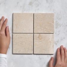 Isha Tumbled Crema Marfil Square Marble Tile
