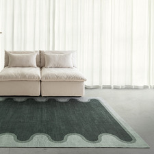 Dark Green Pierre Machine Washable Rug