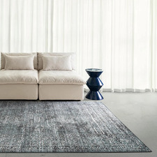 Blue Corvallis Traditional Machine Washable Rug
