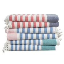 6 Piece Stripe Diamond Turkish Cotton Beach Towel Set