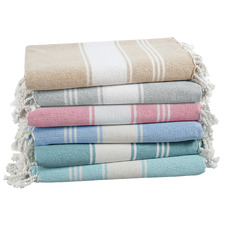6 Piece Chambray Turkish Cotton Beach Towel Set