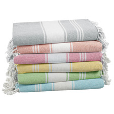 6 Piece Chambray Cotton Beach Towel Set