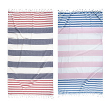 2 Piece Stripe Diamond Cotton Beach Towel Set