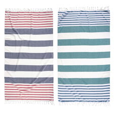 2 Piece Stripe Diamond Cotton Beach Towel Set