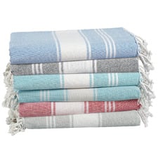 6 Piece Chambray Cotton Beach Towel Set