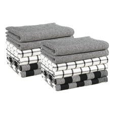 12 Piece Checkered Cotton Tea Towel Set