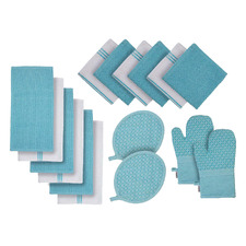 16 Piece Cotton Tea Towel, Dish Cloth, Pot Holder & Oven Mitt Set