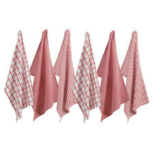 6 Piece Red Cotton Tea Towel Set