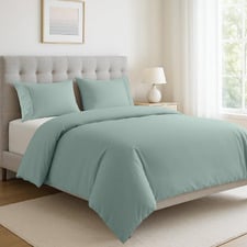 Cool Blue Organic Washed Cotton Quilt Cover Set