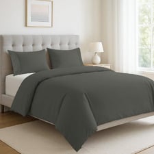 Charcoal Organic Washed Cotton Quilt Cover Set