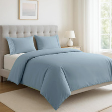 French Blue Washed Organic Cotton Quilt Cover Set