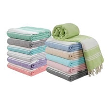 12 Piece Chambray Cotton-Blend Beach Towel Set