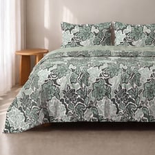 Evergreen Jardin Organic Cotton Sateen Quilt Cover Set