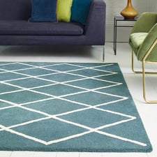 Teal Albany Diamond Hand-Tufted Wool Rug