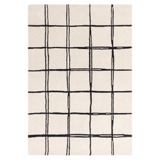 Cream Albany Grid Hand-Tufted Wool Rug