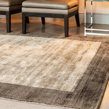Mocha Blade Border Hand-Woven Viscose Rug