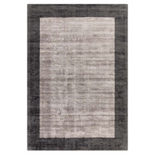 Charcoal Blade Border Hand-Woven Viscose Rug