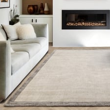 Silver Blade Border Hand-Woven Viscose Rug