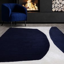 Indigo Matrix Hand-Tufted Wool & Viscose Rug