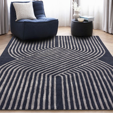 Navy Matrix Solstice Hand-Tufted Wool & Viscose Rug