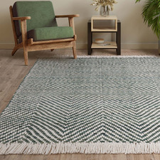 Green Vigo Flat Weave Wool-Blend Rug