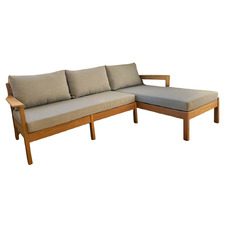 4 Seater Charley Teak Wood Outdoor Sofa with Right Chaise
