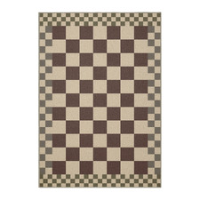 Burgundy Checkered Machine Washable Rug