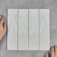 Maia Gloss Light Grey Subway Ceramic Tile