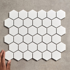 Remi 325 x 281mm Matt White Hexagon Porcelain Mosaic Tile