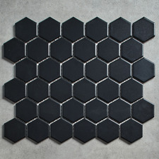 Remi 325 x 281mm Matt Black Hexagon Porcelain Mosaic Tile