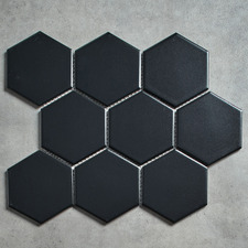 Remi 256 x 296mm Matt Black Hexagon Porcelain Mosaic Tile