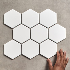 Remi 256 x 296mm Matt White Hexagon Porcelain Mosaic Tile